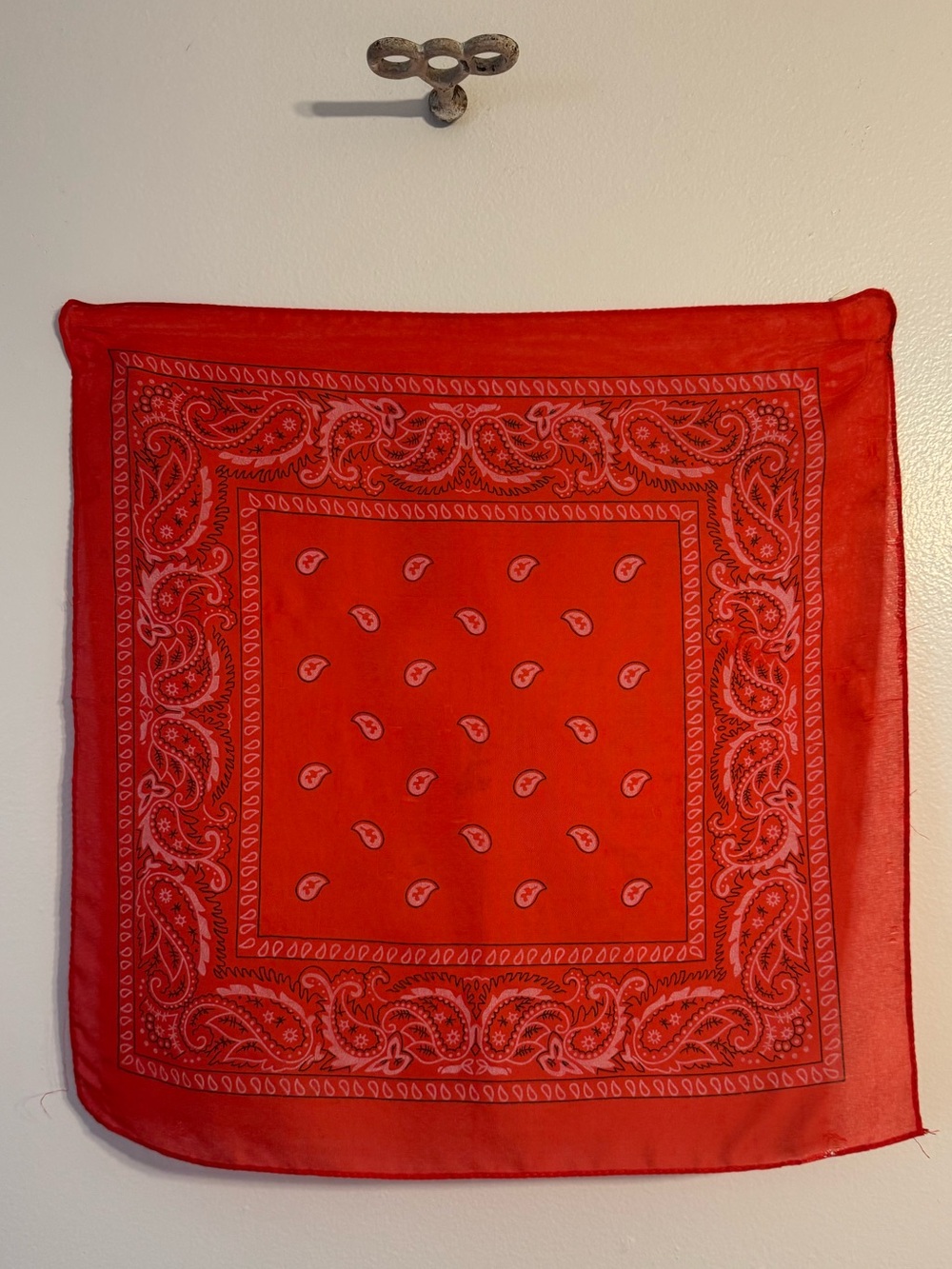 Vintage Sheer Organza Red Paisley Bandana Scarf